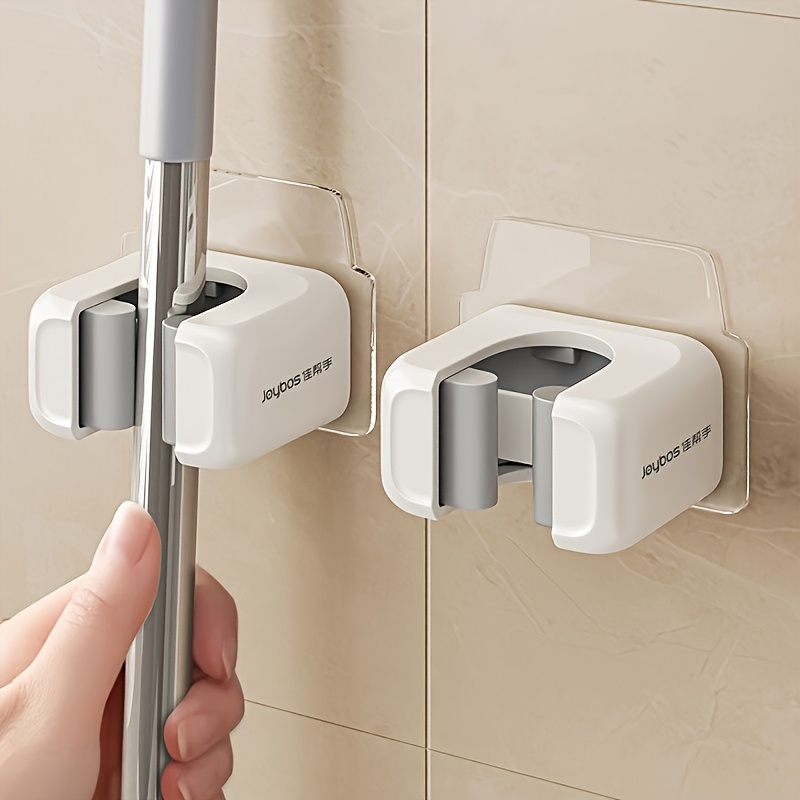 E-shop 2er-Set Wandmontierte Mopp- Besenhalter, Bohrfreie Wandhalterung, Multifunktionaler Werkzeugorganizer für Bad Küche, Gartenreinigungs-Zubehör,