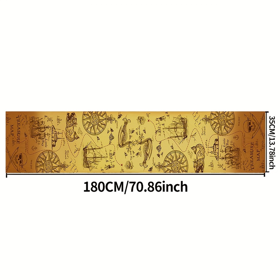 1pc Pirate-themed Polyester Tablecloth With Treasure , Rectangular Shape, Vibrant Yellow Background, Nautical Symbols, Pirate Party Decorations And Home Party Supplies