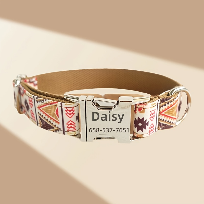 TEMU Personalized Dog Collar With Name & Phone Number Engraved - Custom Adjustable Collar Suitable For Small, Medium & Large Dogs - & Pet Collar With