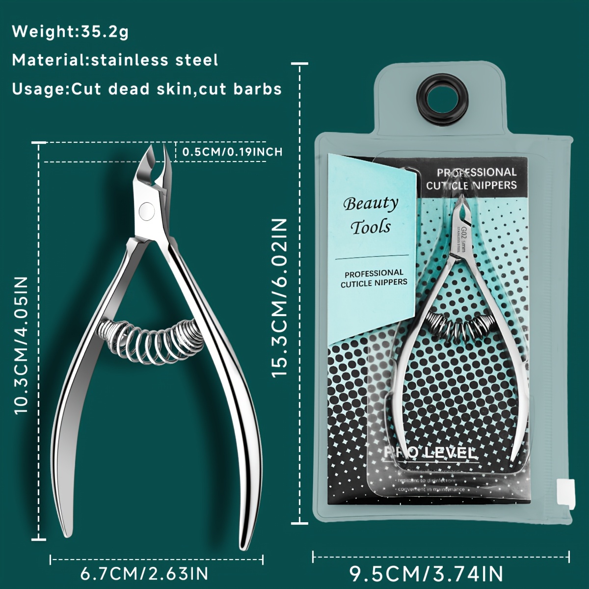 TEMU 【】ステンレス製ニッパー、ネイルサロン用マニキュアツール。エッジのハンガーニール/死んだ皮膚を簡単に除去し、をトリム。防錆素材の爪切り、内蔵で省力カッター、無香料ネイルシャルケアハサミ