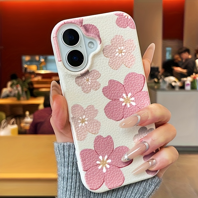 TEMU Phone Case - Cases For For Iphone Models Featuring Pink Flowers, Perfect For Occasions Like Easter And Christmas, Suitable As Gifts For