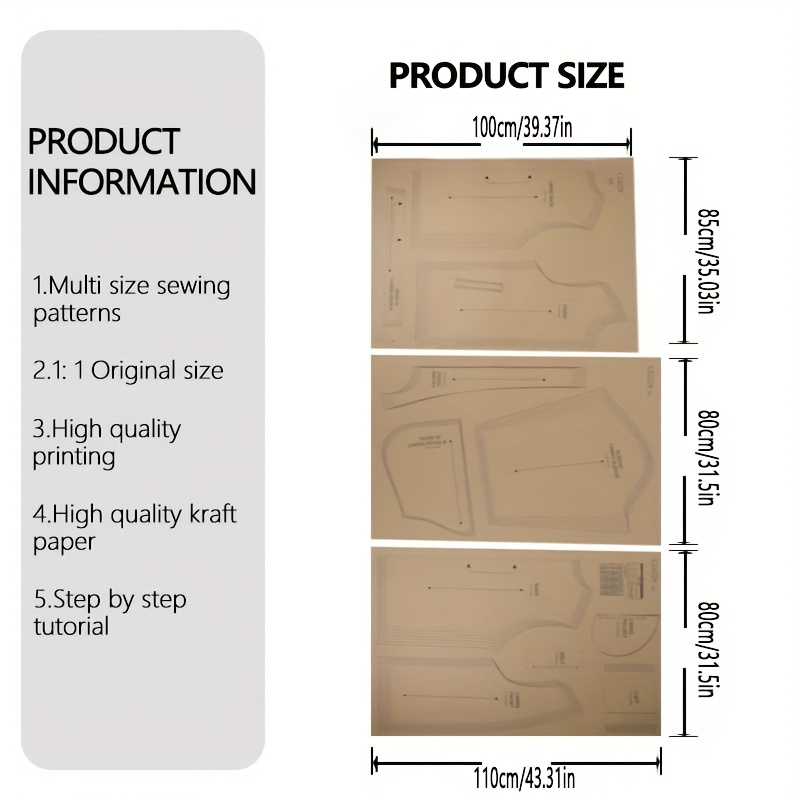 TEMU Stampi per cucito per giubbotti imbottiti da disponibili in sette taglie (XS-XXL), un kit di cucito per principianti per l'abbigliamento da ,