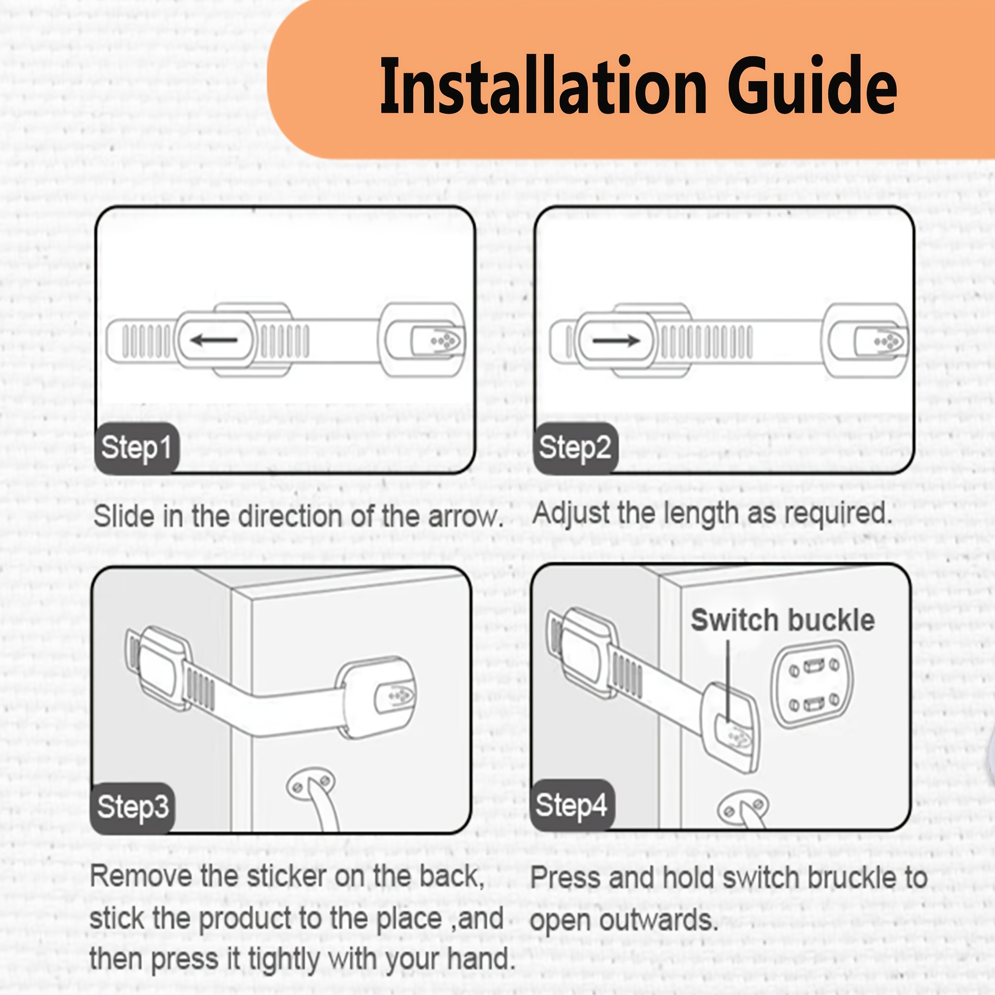 Child Safety Lock (7-Pack), No-Drill Adhesive Strap for Cabinets & Fridges