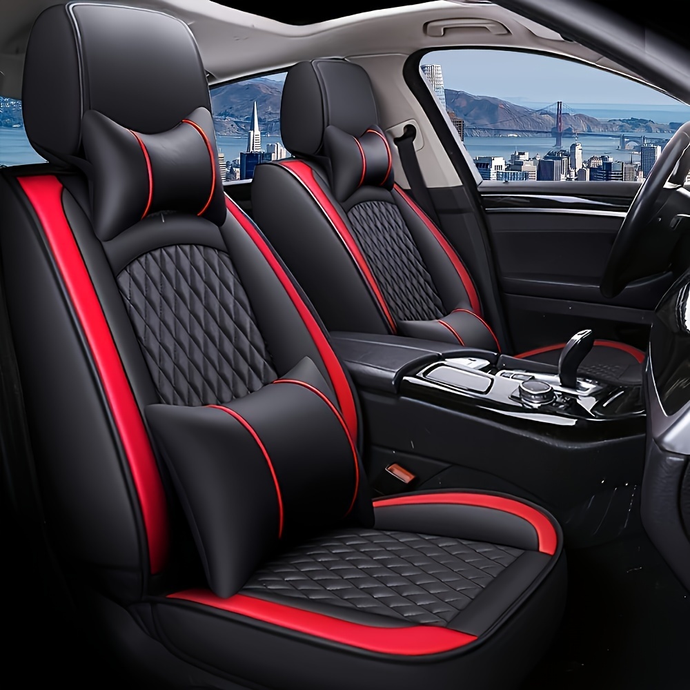 Image of 5-seat Luxury Front And Rear Car Seat Covers, Comfortable Pu Leather Full Set For Five-seater Vehicles