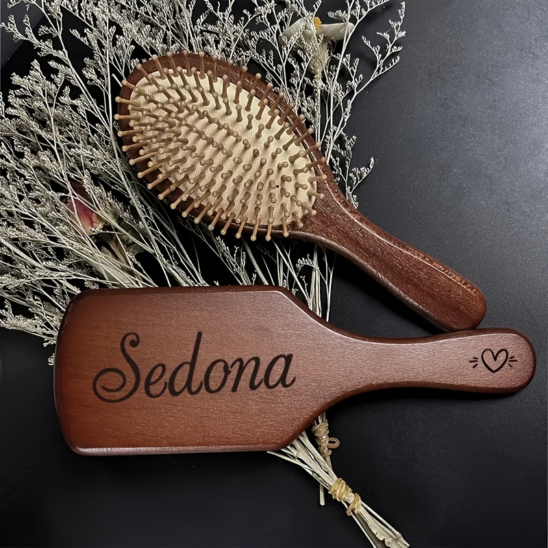 

Personalized Bamboo Wooden Hairbrush With Engraved Name, Scalp Massager, Anti-static Plastic , Finishing Comb For Dry Hair, Unique Souvenir Gift