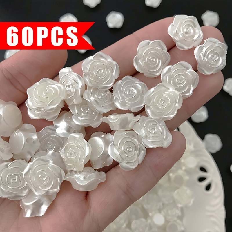 60pcs/15mm Acrylic Transparent Acrylic Additions Iridescent Camellia Flower Bracelet Beaded