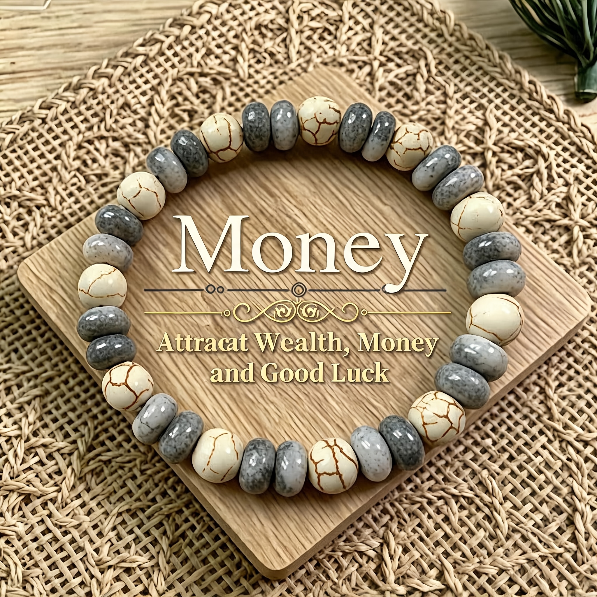 Image of 1pc Natural Turquoise Stress-relief Bracelet, Suitable For Daily Wear All Year Round, A Perfect Unisex Accessory, An Ideal Gift For