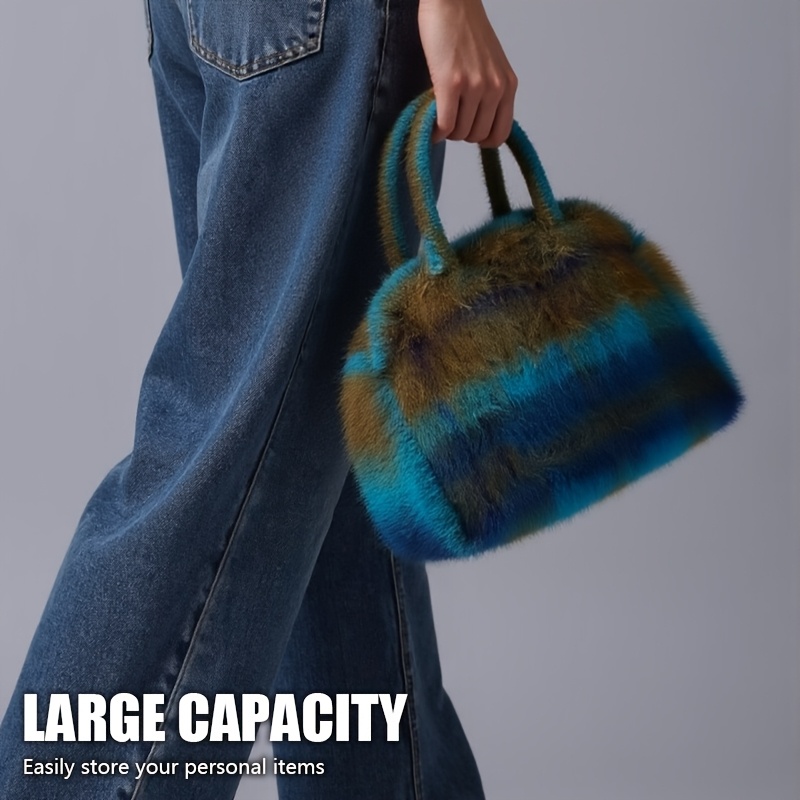 1 ks dmsk retro islandsk modr & tyrkyzov plyov kabelka - mkk pruhovan ramnko s tyrkyzo-pdajcm vzhledem, zipov uzaven a pevn popruh, run prateln pro kadodenn noen, verky (zeleno- 0