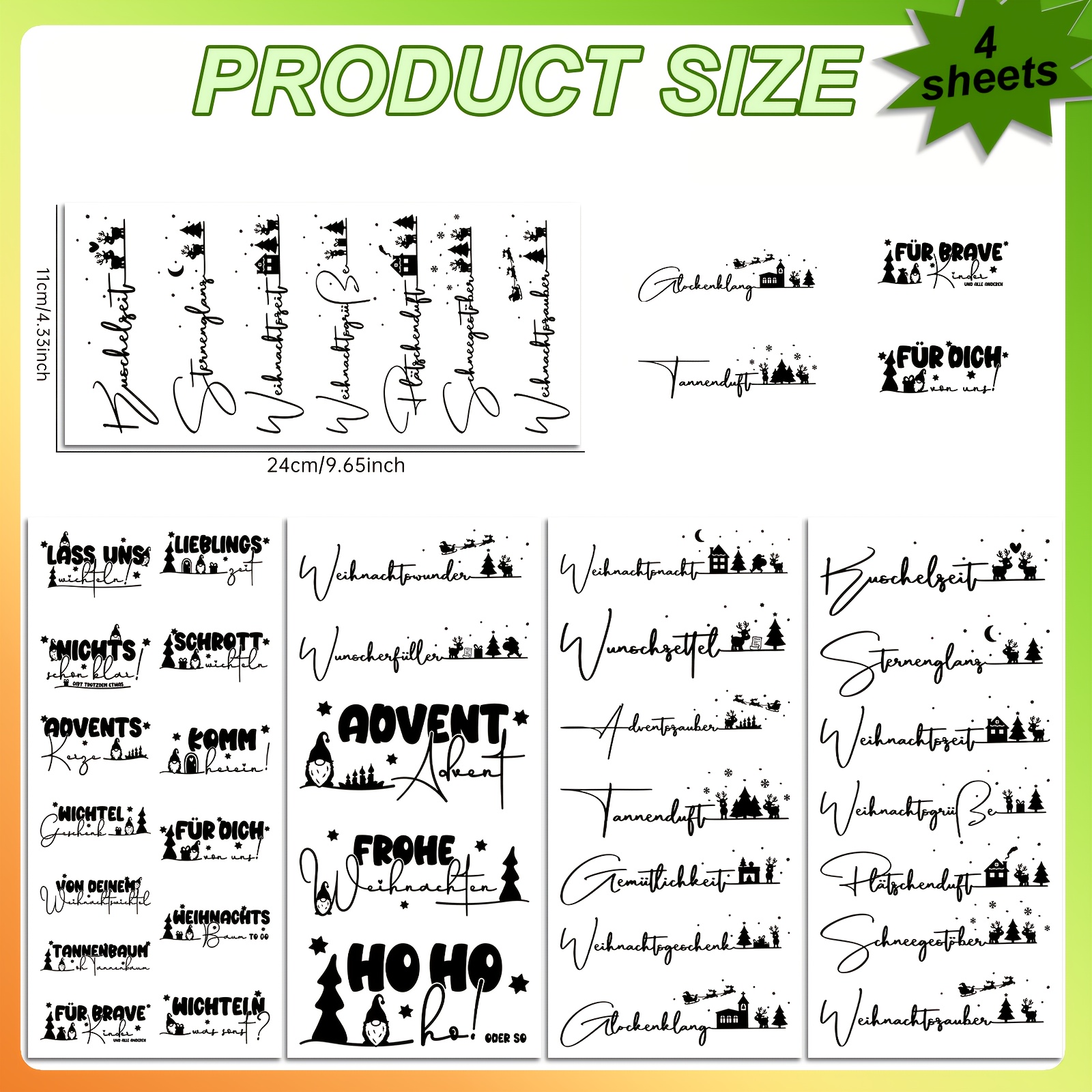 Image of A Set Of 4 Sheets Featuring A German Christmas Theme, This High-quality Dtf Transfer Paper Is Perfect For For Mugs, Bottles, Glasses, And Cup Decorations. Used For Bottle Packaging, Glass Surfaces