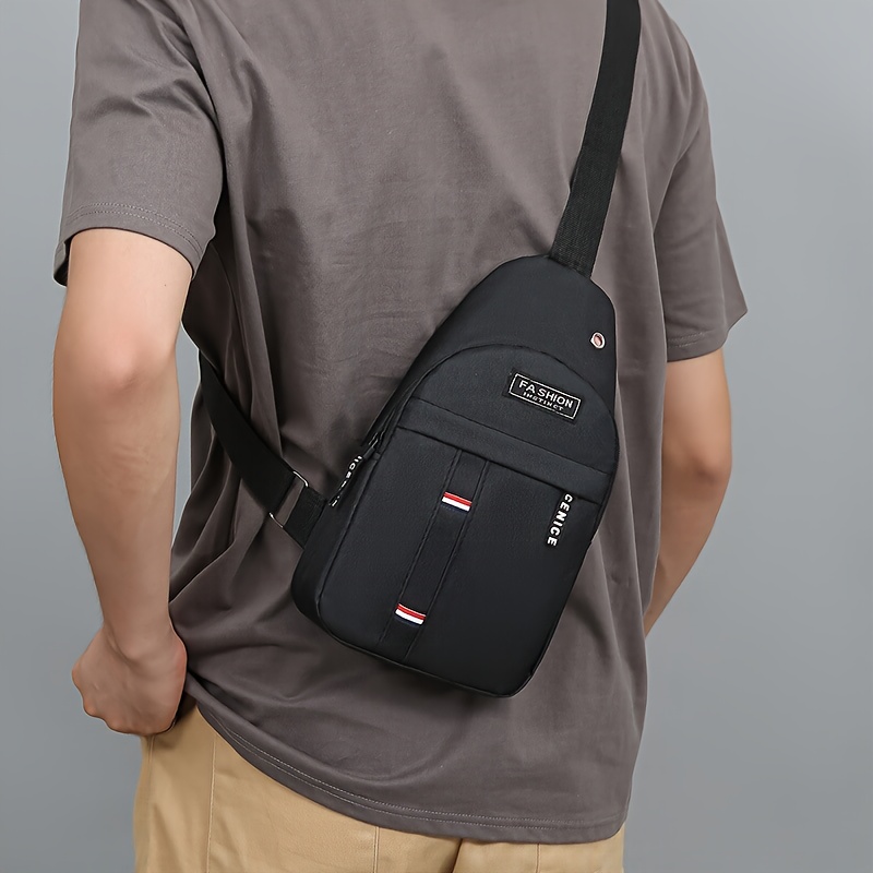 mens crossbody bag lightweight everyday formal use zipper closure adjustable strap compact chest pack for travel gym work   in black dark blue gray minimalist mens purse crossbody purse travel accessory   durable fabric     modern accessory sturdy construction urban   Product details 4