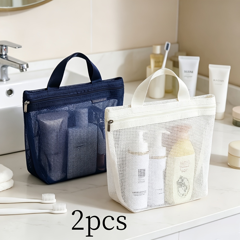 TEMU 【2個セット】メッシュ トイレタリーバッグ | 開閉、大容量、通気性メッシュ、フィットネス/自宅/出張/ビーチ、多用途収納バッグ