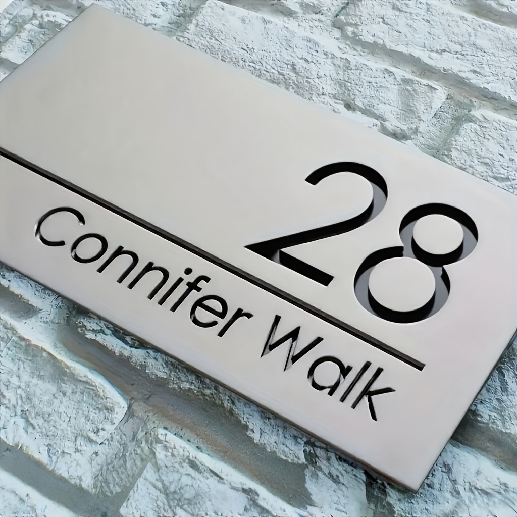 E-shop Personalisiertes doppelschichtiges Hausnummernschild aus Acryl, personalisiertes dekoratives Adressschild für den Außenbereich, lasergraviertes