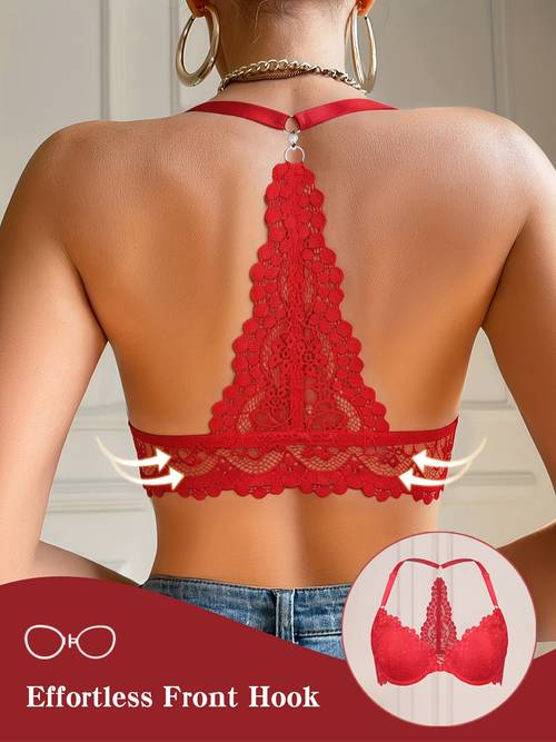 lace trim womens underwear with underwire push up straps versatile backless bra