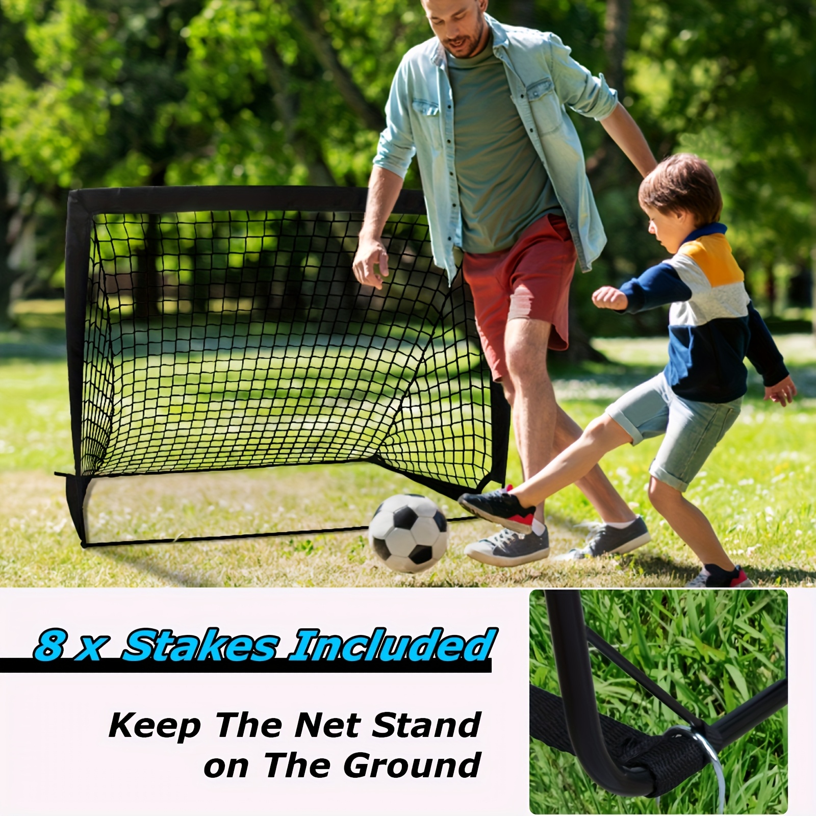 Soccer Goal 4x 3ft. Portable Soccer Goal for Backyard Or Indoor Pop-up Soccer Net with 6 Training Cones, Carry Bag, 8 Ground Stakes