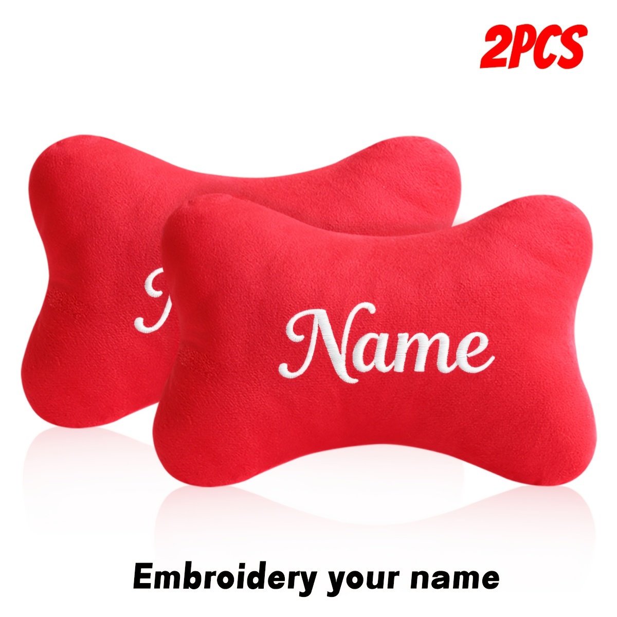 TEMU 2pcs Custom Embroidered Car Headrest Pillows, Neck Support Pillows For Car Use, Elastic Strap Design For , Comfortable Shoulder And Neck Pillows