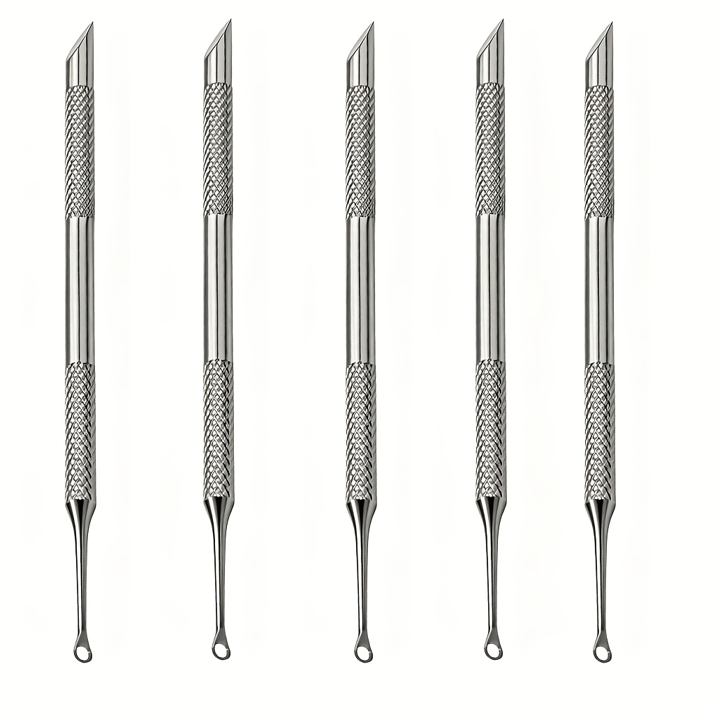 TEMU 5pcs Stainless Steel Dead Skin Pushers, Dual-head Nail Cuticle Remover Tools, Nail Art Tools