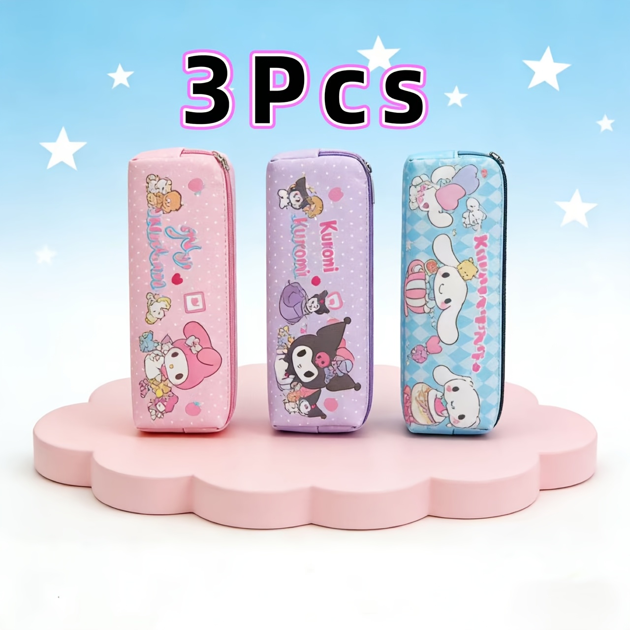 3pcs Kawaii Pencil Case