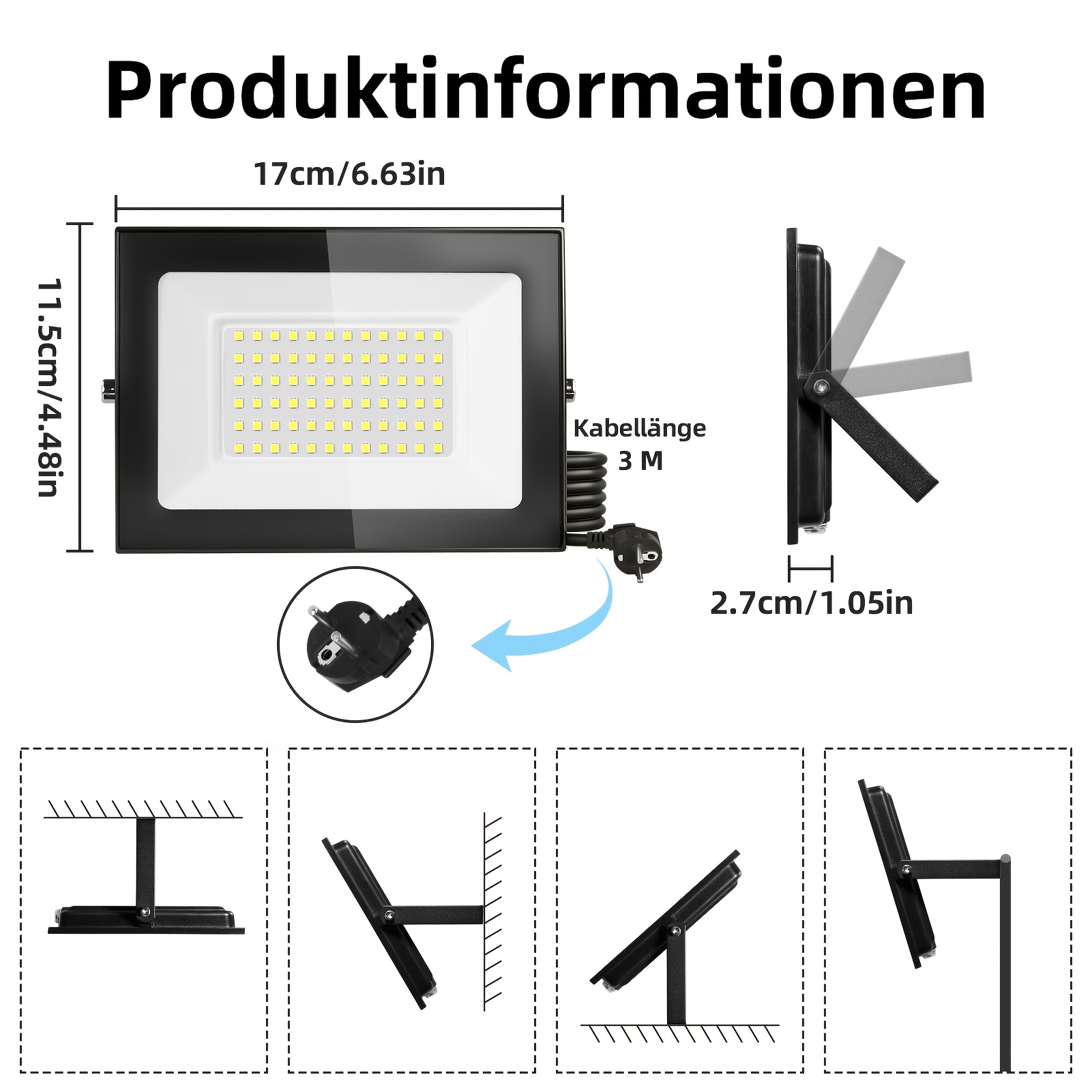 Image of 50w High-brightness Outdoor Floodlight, Led Flood Light, Heavy-duty Aluminum, Led Searchlight, Outdoor Garden , Garden Light, Suitable For Yard, Garden, Garage, Stadium - Flush Mount, With Plug