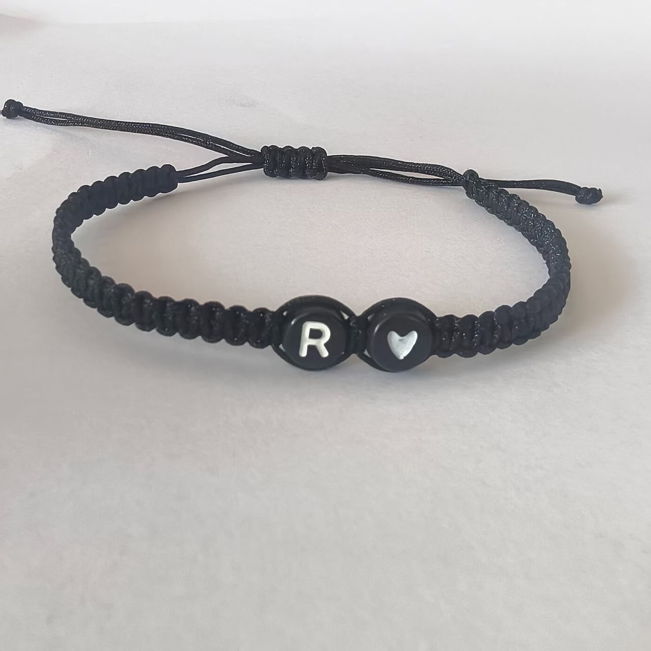 Stylish Adjustable Black and White Heart Couple's Letter Bracelet