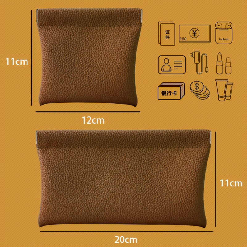 TEMU 2pcs Set Of Automatic Closing Mini Pouches, Portable Elastic Coin Purses, Can Store Lipsticks, Earphones, And Small Digital Products