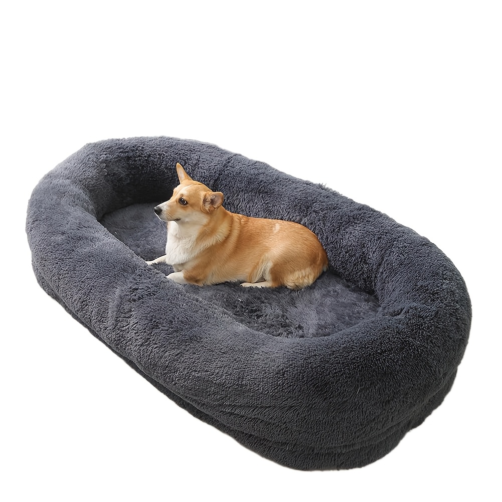 Image of Large Dog Bed, Detachable Multifunctional Oval Large Dog Bed With Non-slip Design, Pet Supplies, 165x100x30cm Human Size Dog Bed For , Easy To Clean