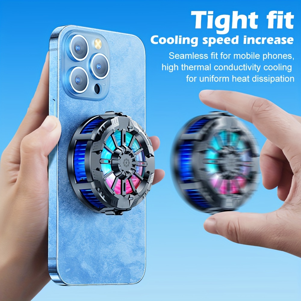 universal mobile phone cooling fan     adjustable   with rgb lighting effect   fixed magnetically or with a back clip used for   live   type c interface   details 0