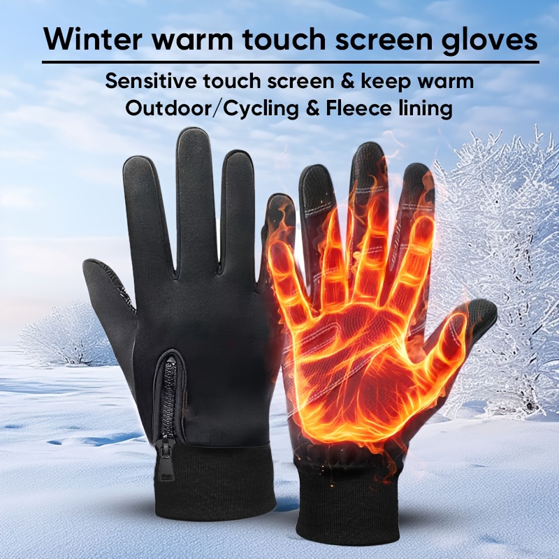 TEMU 1 Pair Men's And Women's Thermal Touchscreen Gloves - Cold Weather Gloves With Touchscreen , Suitable For Motorcycle Riding, Running, Fishing &