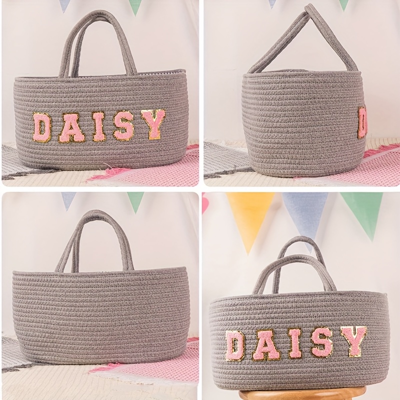 Pure Handmade Custom Basket with English Name Alphabet Template