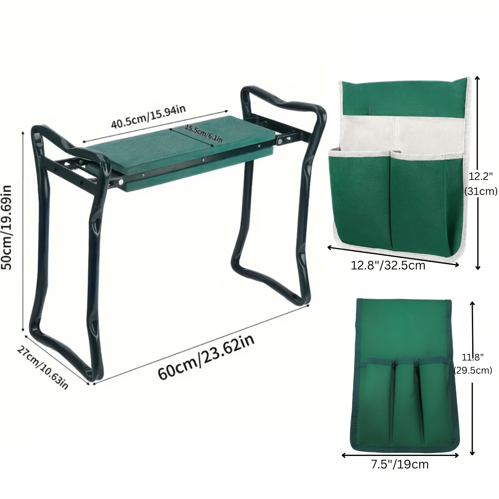 Heavy Duty Foldable 2-in-1 Garden Kneeling Chair W/ 2 Tool Bag - Gardening Bench For Kneeling And Sitting To Prevent Knee & Back Pain - Storage Benches, Gardening Gifts For Women, Grandparents, Seniors, Mom & Dad