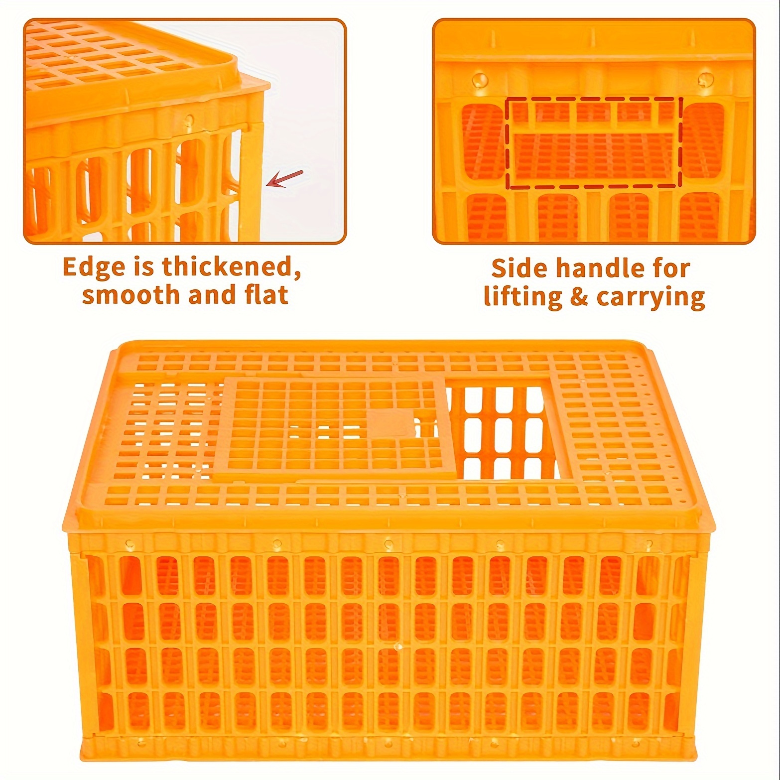 1pc heavy duty plastic poultry transport crate large capacity sturdy and durable top push pull door suitable for adult chicken duck goose details 0