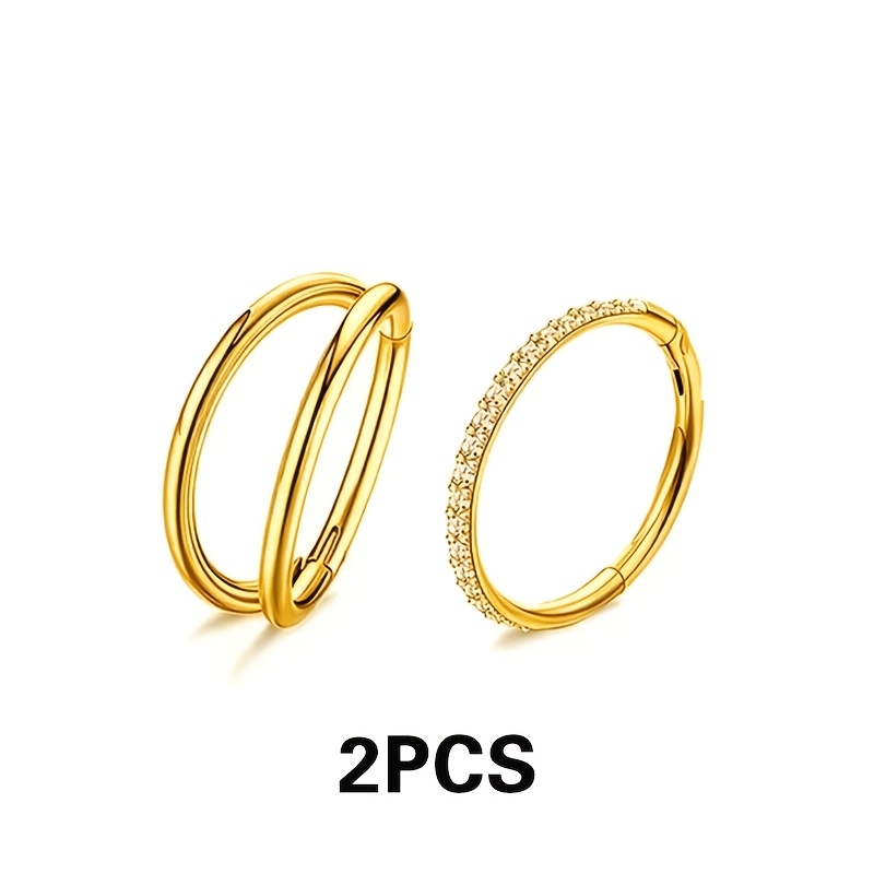 2pcs Surgical Steel & Zirconia Piercing Jewelry Set