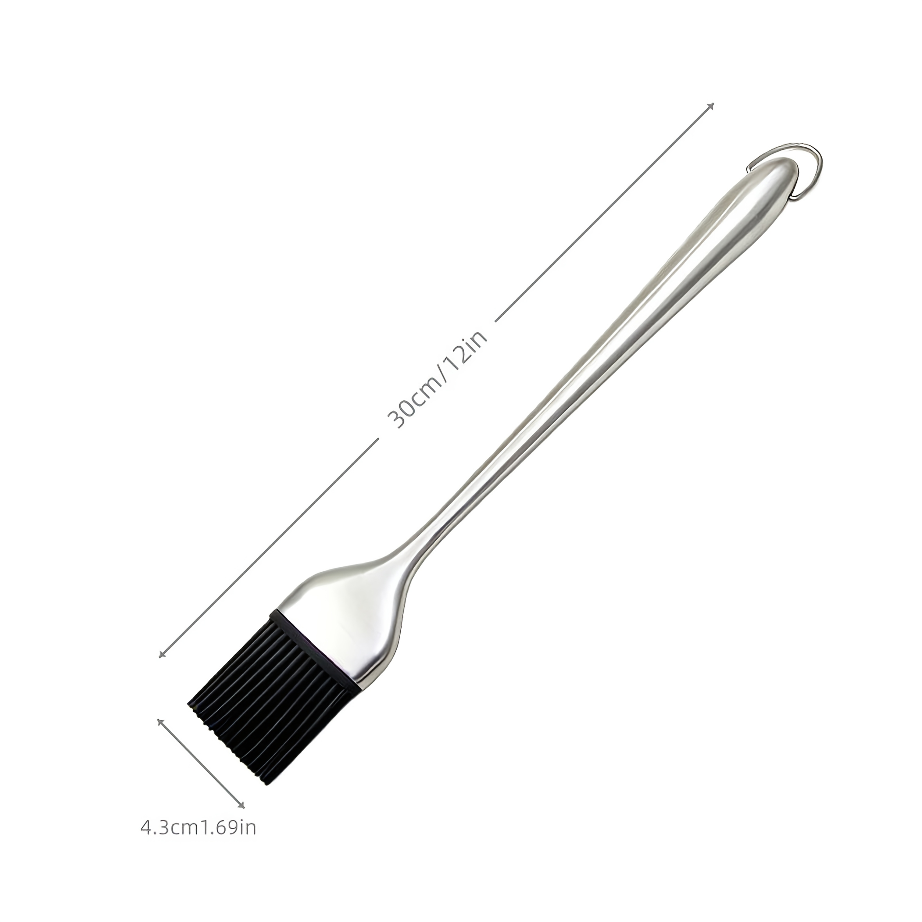 E-shop Strapazierfähiger Edelstahl- & Silikon-Einfettpinsel mit ergonomischem Griff – Antihaft, hitzebeständig, für Grillen, Backen, Kochen, BBQ,