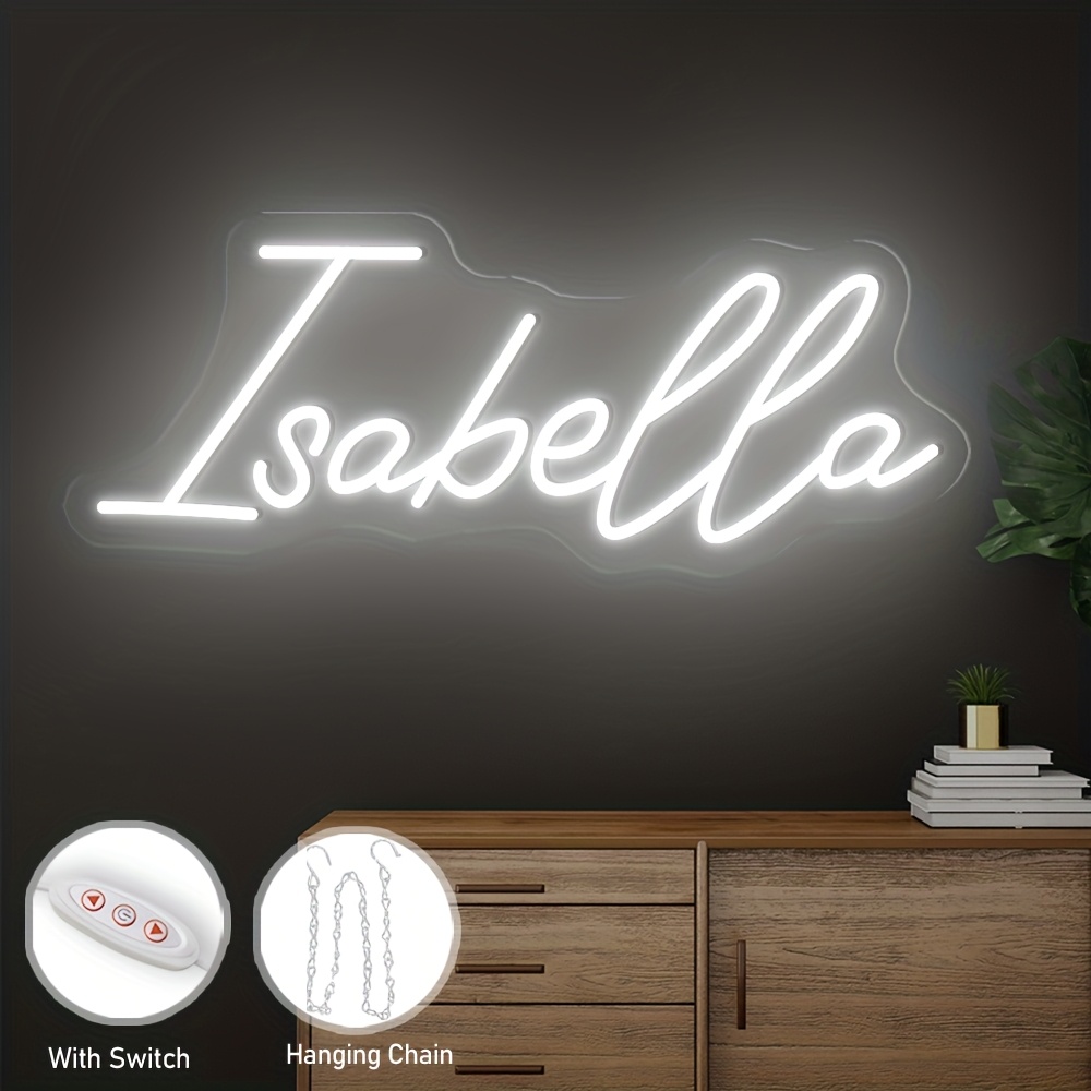 TEMU Enseigne LED Néon Personnalisable et Dimmable - Alimentation USB, pour Anniversaire, Mariage, Fête et Enseigne Professionnelle, Décoration pour