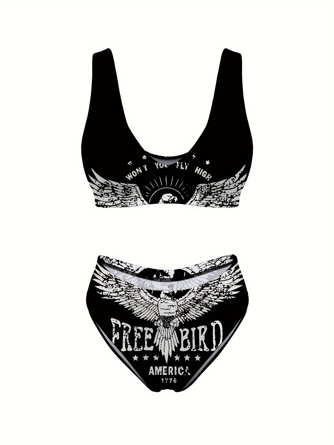 Factory Supply Fashionable Split Swimwear Women's Letter Print Two-Piece Bikini Beach Swimsuit