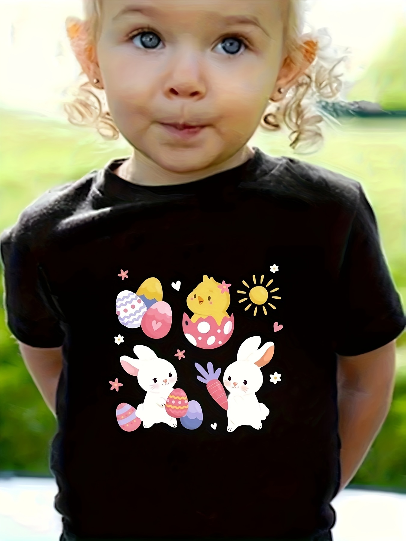 Cartoon Easter Rabbits Print Short Sleeve T shirt Crew Neck - Temu New ...