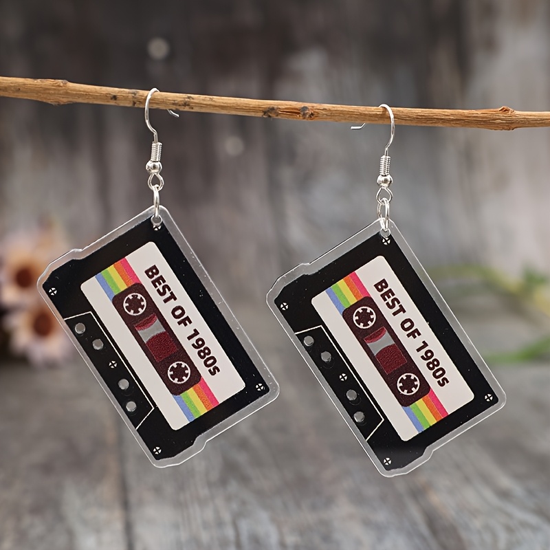 Cross-border New European And Pair Of Minimalist Time Memory Cassette Letter Earrings, For Teenager