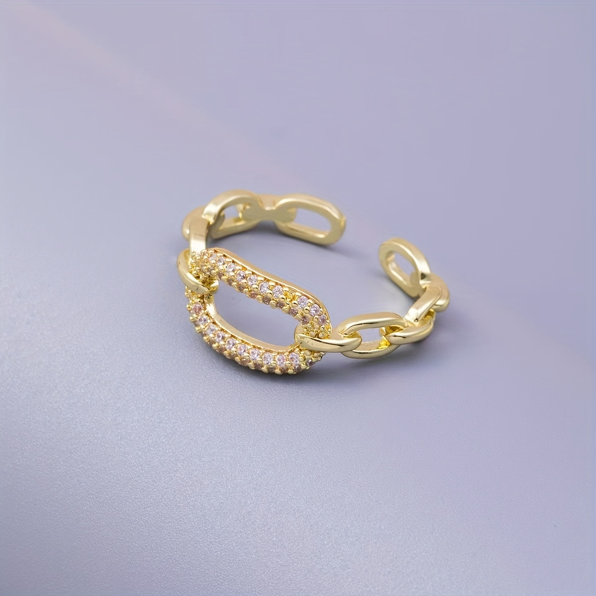 A Unique Open Copper Inlaid Synthetic Zirconia Ring Suitable For Women' Wear