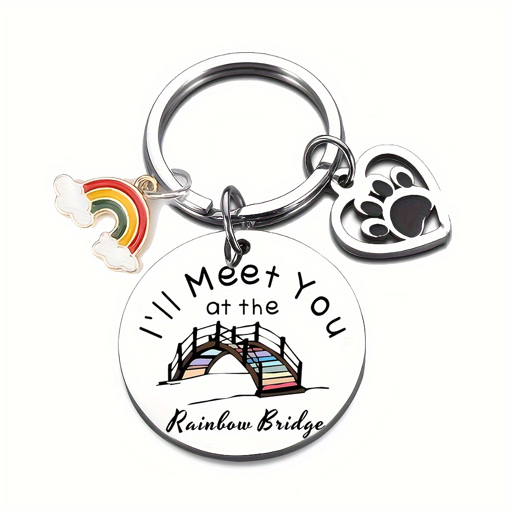 

Rainbow Memorial Keychain - Stainless Steel Gift, Sympathy & Remembrance For Lost Pups