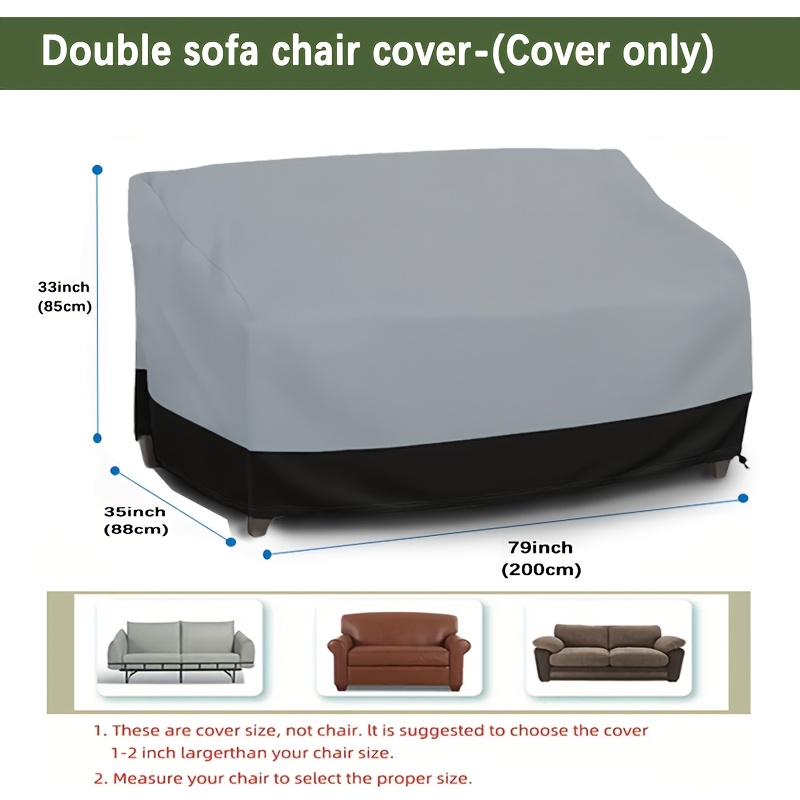 TEMU 1pc Heavy Duty Patio Sofa Cover, With Storage Bag And Drawstring, Suitable For - Universal Black Cover, Suitable For Gardens, Decks, And