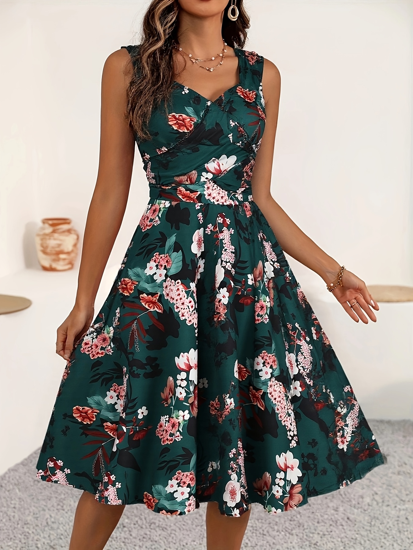 green emerald velvet dress Ditsy Floral Spaghetti Strap Backless Dress – Charming Charlie