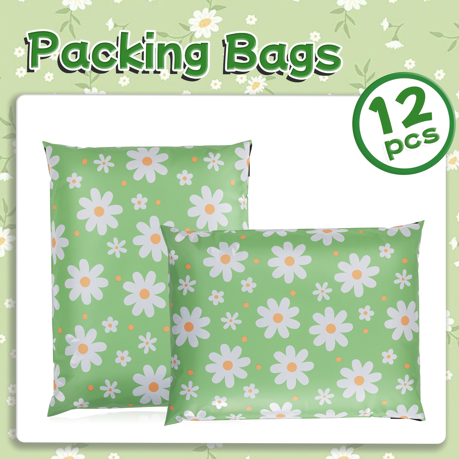 TEMU 12pcs Daisy Floral Mailers Bag, 10 X 13 Inches (25.5 X 33cm) Cute Daisy Printed Self Seal Packaging Bag, Privacy Shipping Bag, Holiday Gift Bag,