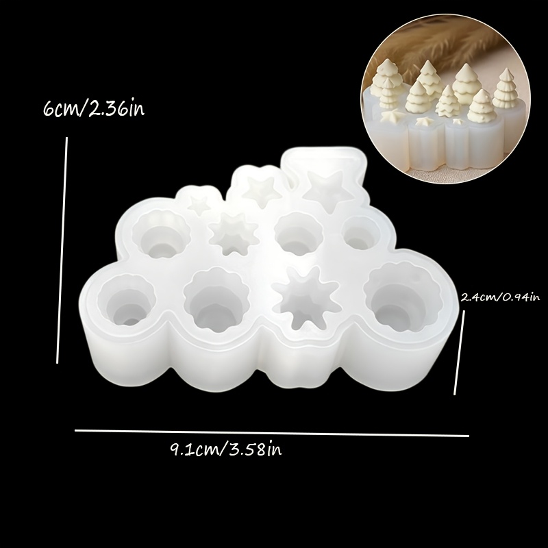 TEMU Dnejiu 8-cavity Mini Christmas Tree Silicone Mold Suitable For Diy Resin & Plaster Ornaments, Molds With Easy Demold, Rectangular Craft Mold For