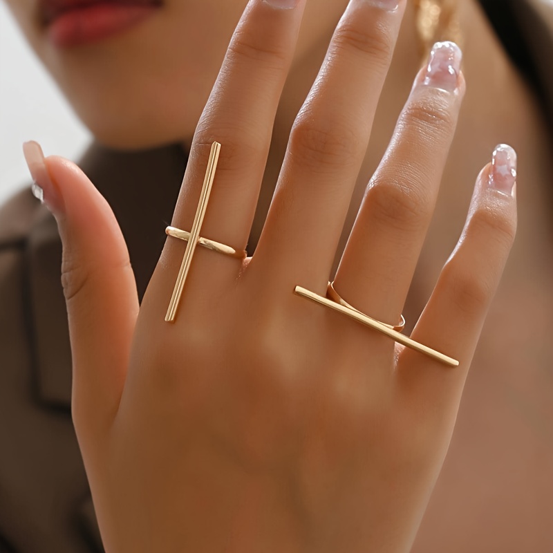 TEMU 2 Stück oder 1 Stück Einfache Modische Geometrische Zylinder Verstellbare Offene Ringe für Frauen