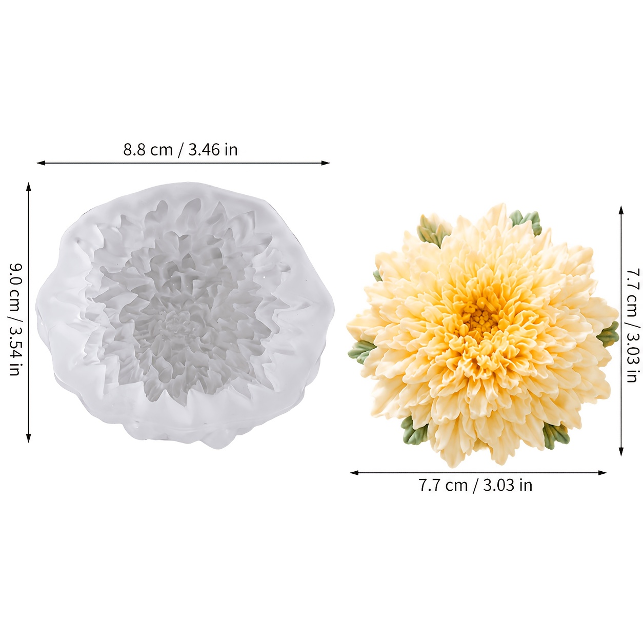 TEMU Moule à bougie, beau moule en silicone parfumé de chrysanthème, moule à bougie à fleur 3D, savon fait main, résine, , , cire, moule d'inversion