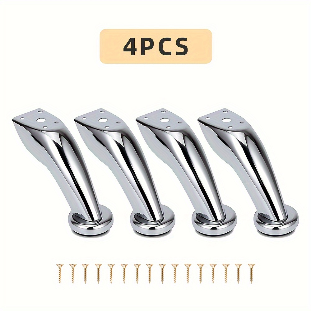 Image of Furniture Legs, Set Of 4 Sofa Table Cabinet Legs, Base Legs For Furniture, Coffee Table Feet, Furniture Legs Metal, Chairs, Stools, Cabinets And 16 Mounting Screws (95mm/3.74in)
