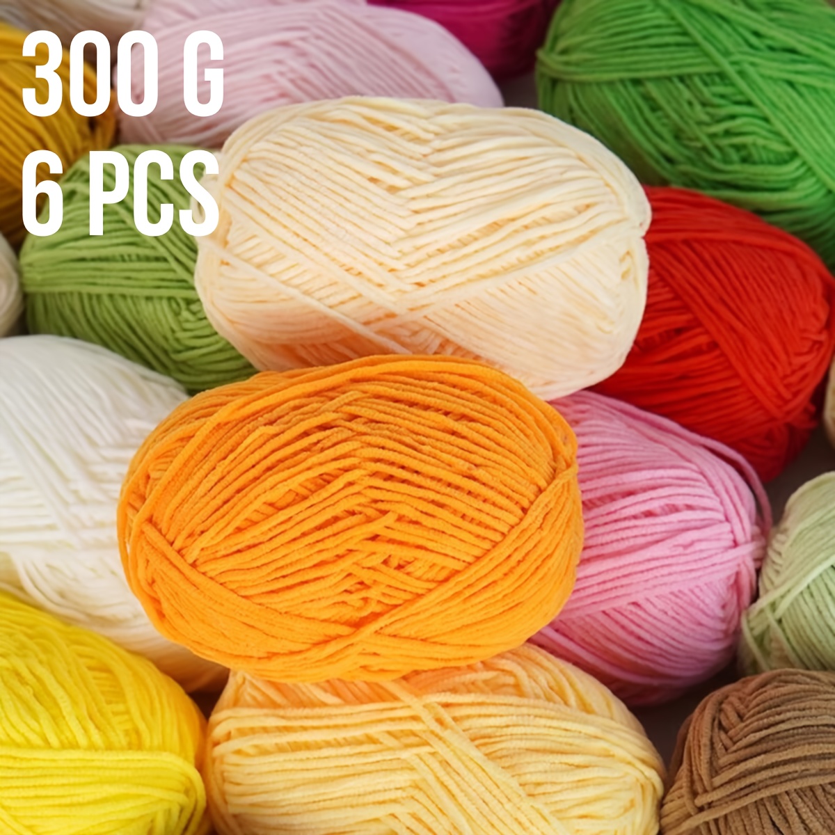 

6pcs Soft Chenille Yarn Bundle, 300g Total, 50g Each - Vibrant Colors, 3mm Ice Strips For Crocheting Scarves, Hats & Diy Crafts, Includes Ergonomic Hook Needle Tool Set, Yarn Crochet