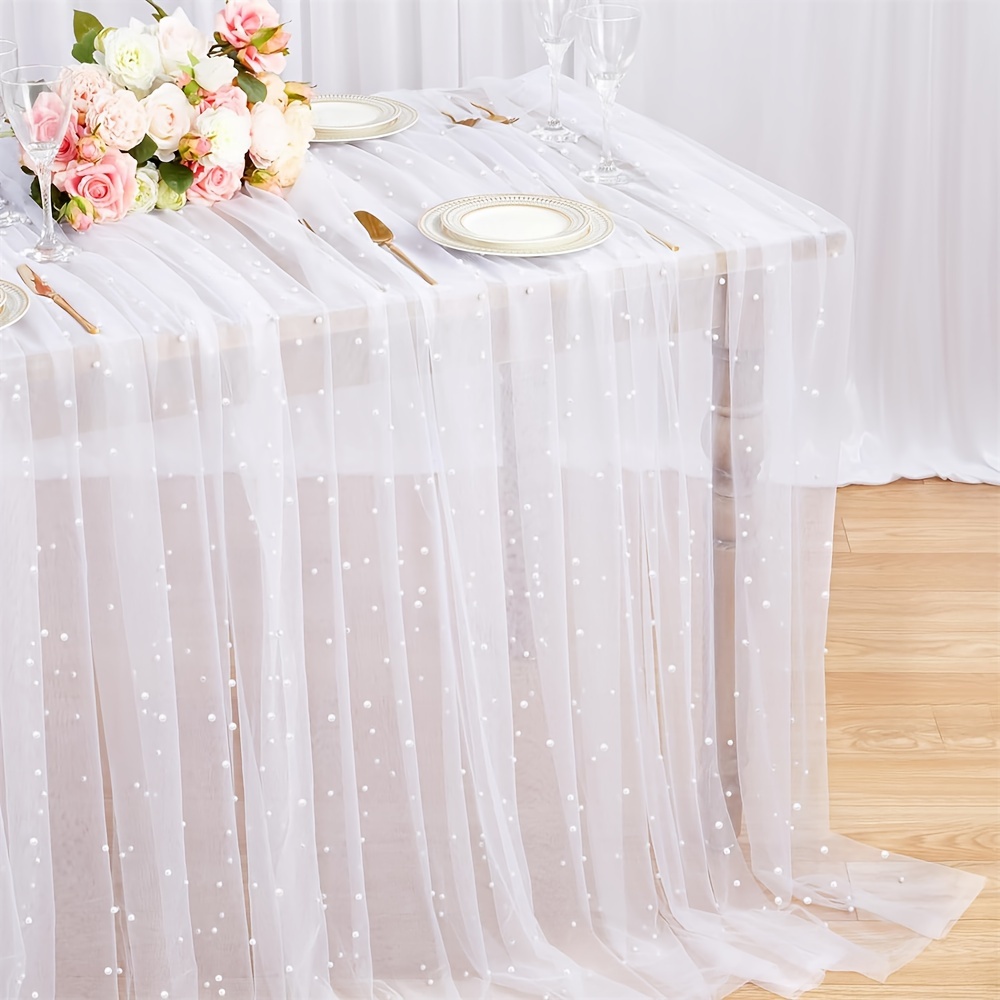 

1piece 60x120inches Tablecloth Wedding Table Decoration Tulle Fabric Bridal Shower Wedding Arch Veil Lace Table Decoration