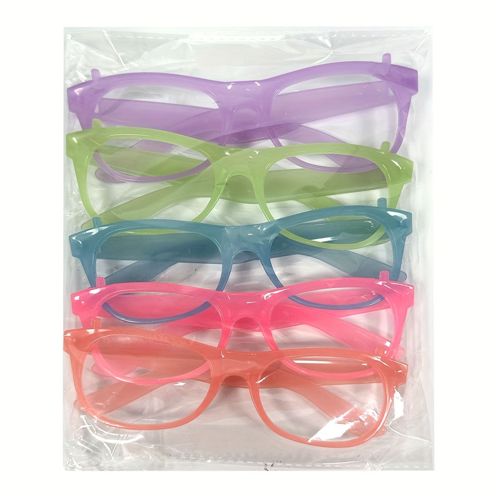 TEMU Glow In The Dark Party Glasses Neon Color-changing Frames, Suitable For Bars, Ktv, Dances, And Photo Props. Made Of Plastic, No Batteries