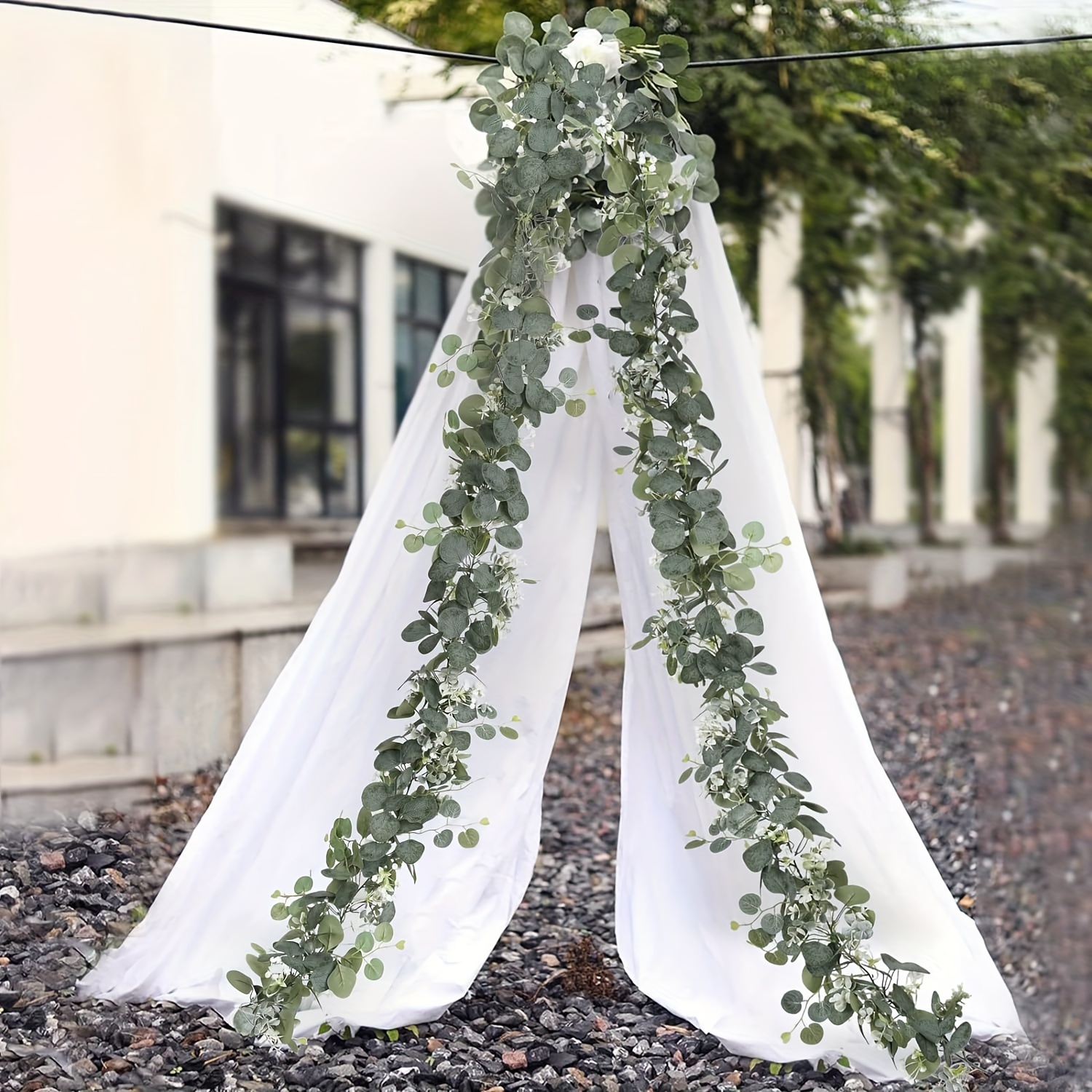 White Wedding Table Garland, White Wedding Reception Table Runner, Long Flower Garland for Wedding, Flower arch, popular Greenery Runner