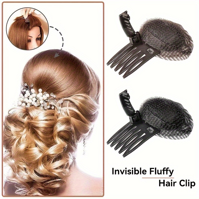 

2-piece Invisible Hair Volume Boost Clips - Breathable, No-show Fluffy Root Pads For Women & Girls, Perfect For Anniversaries